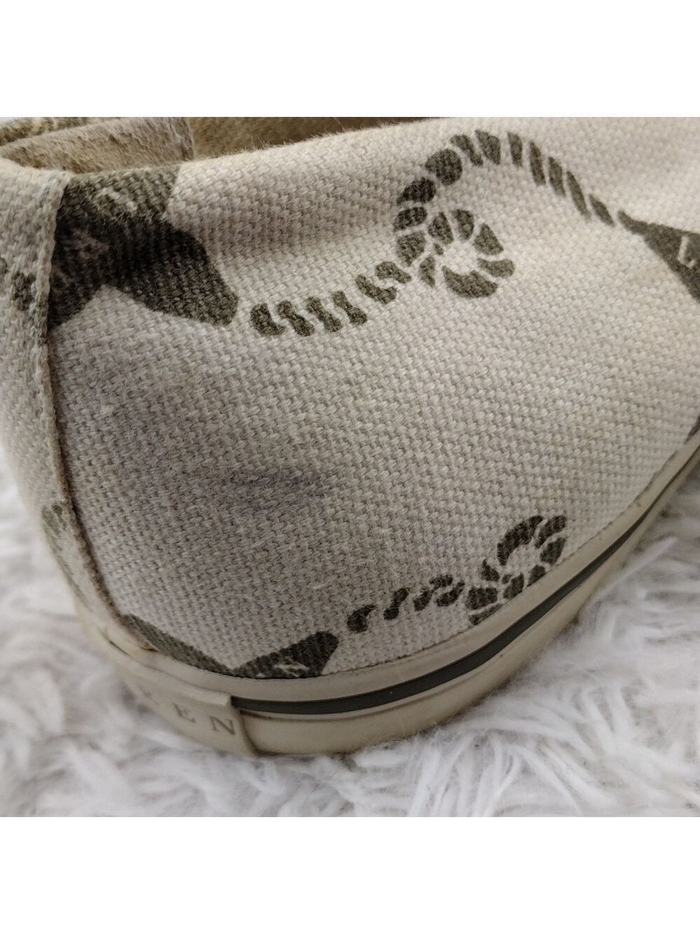 LAUREN Ralph Lauren Emilia Cream Canvas Nautical Slip On Flats 802077018 - Picture 13 of 14
